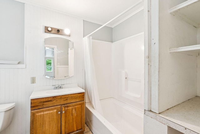 13-15 James St, Auburn, ME 04210 - bathroom with vanity and shower / bathtub combination with curtain