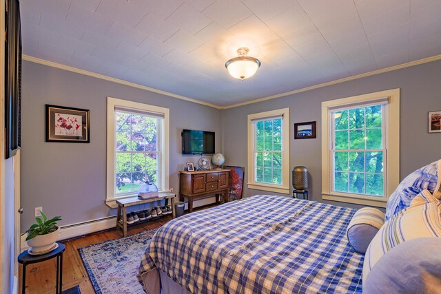 86 High St, Belfast, ME 04915 - bedroom featuring wood finished floors, crown molding, and baseboards