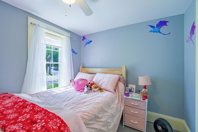 86 High St, Belfast, ME 04915 - carpeted bedroom featuring baseboards and ceiling fan