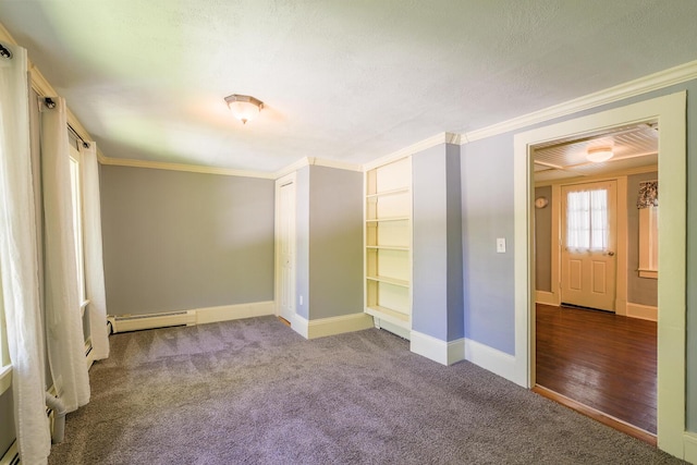 86 High St, Belfast, ME 04915 - unfurnished room featuring a baseboard radiator, crown molding, carpet, and baseboards