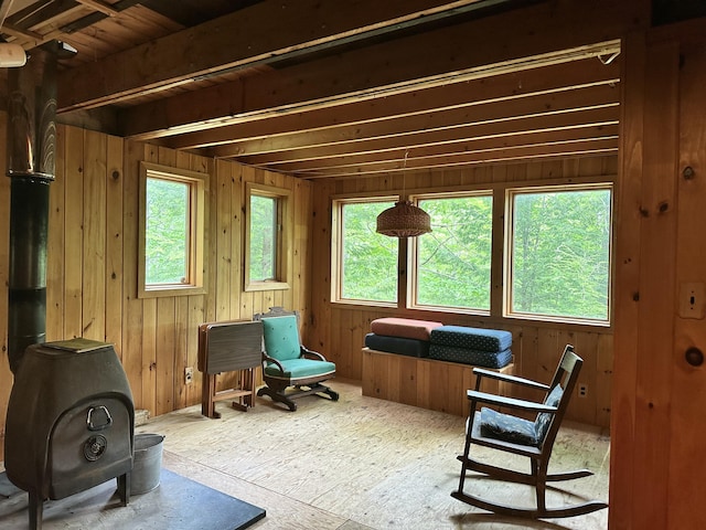 267 Tufts Pond Rd, Kingfield, ME 04947 - living area with healthy amount of natural light and a wood stove