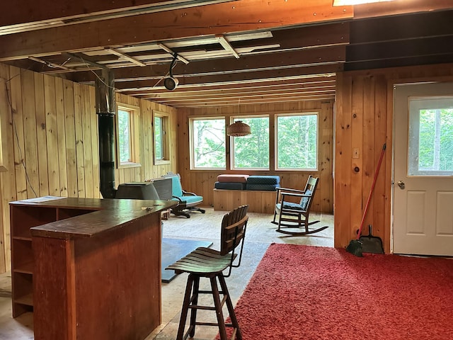 267 Tufts Pond Rd, Kingfield, ME 04947 - office area with wooden walls