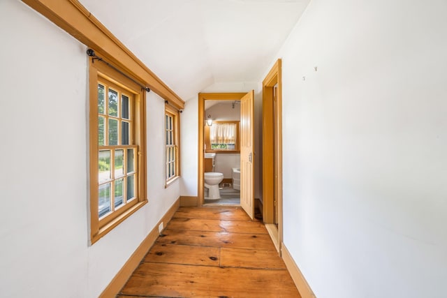 16 Old Village Rd, Winthrop, ME 04364 - corridor with lofted ceiling, light wood-type flooring, and healthy amount of natural light