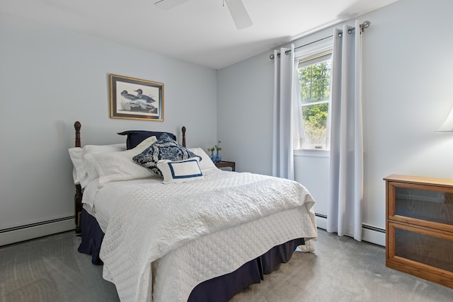 6 Hackmatack Dr, Scarborough, ME 04074 - bedroom featuring carpet flooring, baseboard heating, and ceiling fan