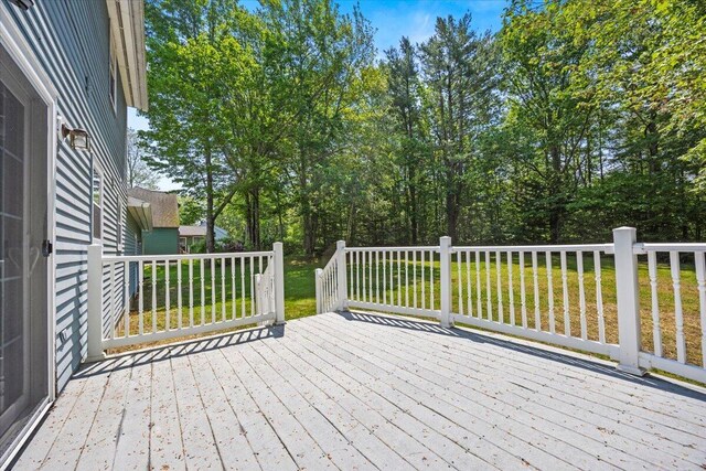 52 Douglas Ave, Saco, ME 04072 - wooden terrace featuring a lawn
