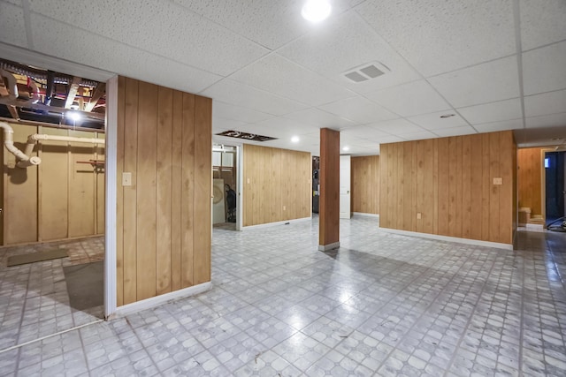 282 Back Narrows Rd, Boothbay, ME 04537 - finished basement featuring a drop ceiling and wood walls