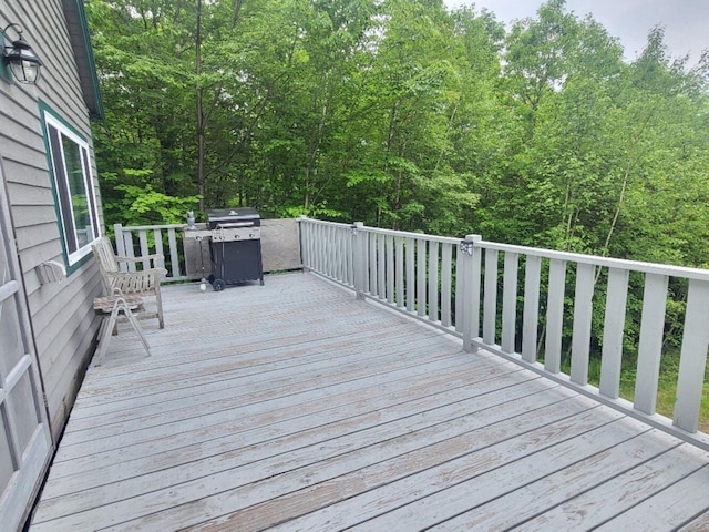40 Griffin Mountain Rd, New Vineyard, ME 04956 - wooden terrace featuring grilling area