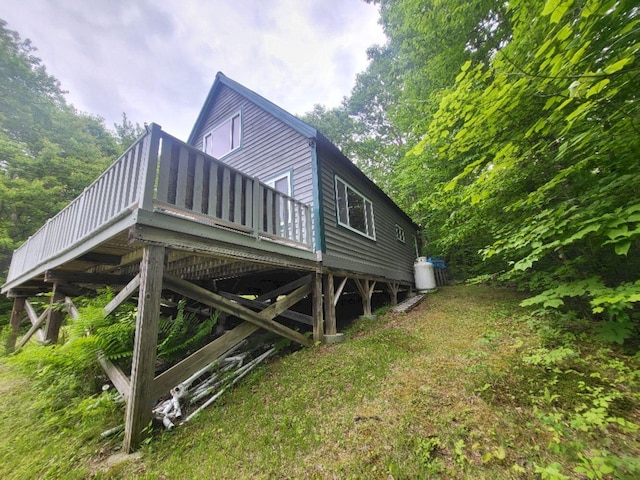 40 Griffin Mountain Rd, New Vineyard, ME 04956 - view of side of property featuring a wooden deck