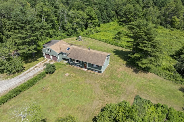 474 Center St, Nobleboro, ME 04555 - aerial view of property and surrounding area featuring a heavily wooded area