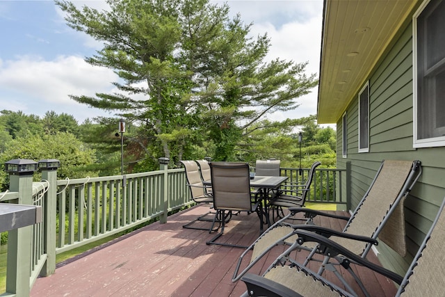 474 Center St, Nobleboro, ME 04555 - wooden deck featuring outdoor dining space