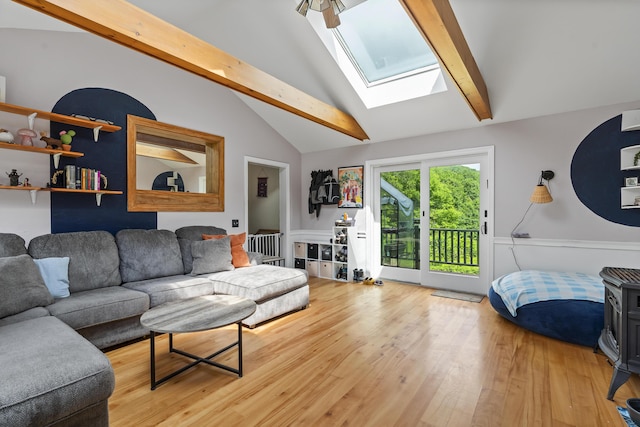474 Center St, Nobleboro, ME 04555 - living area featuring a skylight and light wood finished floors