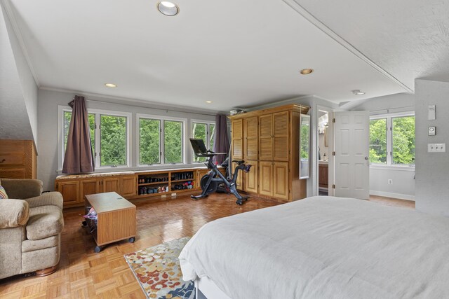 474 Center St, Nobleboro, ME 04555 - bedroom featuring recessed lighting and lofted ceiling