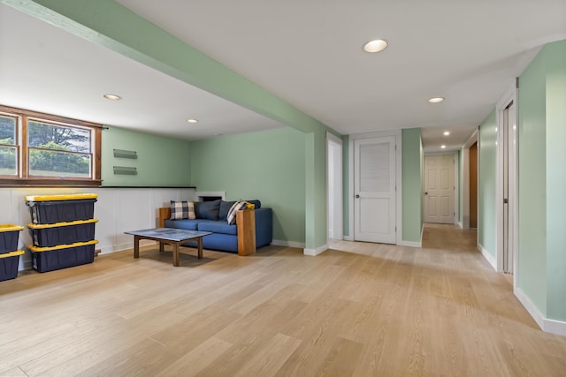 474 Center St, Nobleboro, ME 04555 - living area with light wood-style flooring and recessed lighting