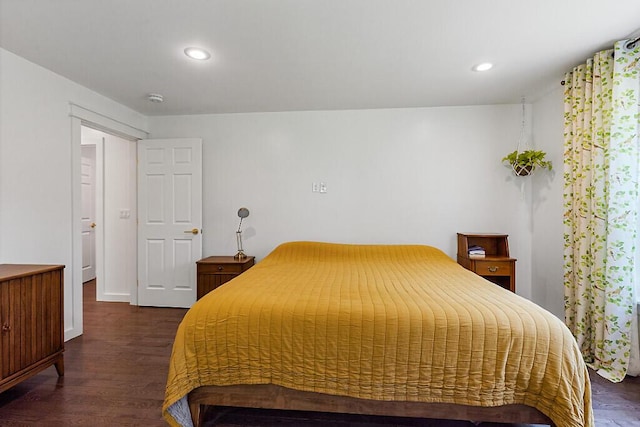 43 Brookside Ln, Freeman Twp, ME 04983 - bedroom featuring dark wood-type flooring and recessed lighting