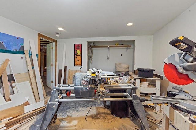 43 Brookside Ln, Freeman Twp, ME 04983 - office with a workshop area, recessed lighting, and unfinished concrete floors