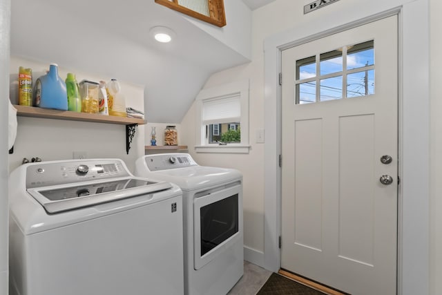223 Centre St, Bath, ME 04530 - laundry room with separate washer and dryer and baseboards