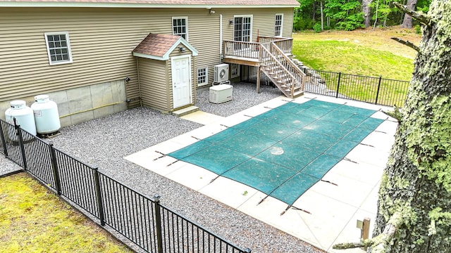 5 Willard Way, Raymond, ME 04071 - view of swimming pool featuring stairs, a deck, and a patio area