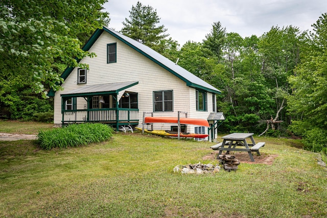 302 Spring St, Brownfield, ME 04010 - rear view of property with a lawn and a gazebo