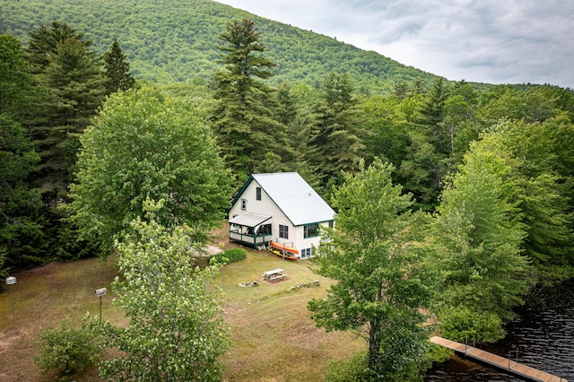 302 Spring St, Brownfield, ME 04010 - view from above of property with a forest and a large body of water