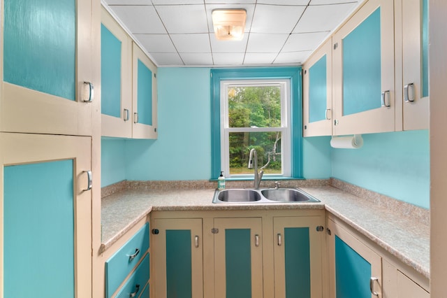 302 Spring St, Brownfield, ME 04010 - kitchen featuring light countertops and a paneled ceiling