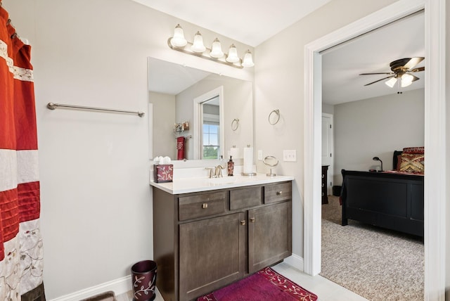 13 Junco Dr Unit 6, Windham, ME 04062 - bathroom featuring vanity, a ceiling fan, and tile patterned flooring