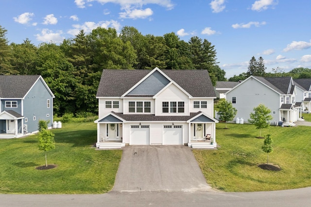 13 Junco Dr Unit 6, Windham, ME 04062 - view of front of property with a garage, asphalt driveway, a front yard, and roof with shingles
