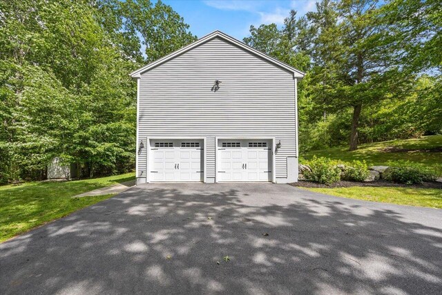 22 Fox Run Rd, Gray, ME 04039 - view of property exterior featuring a garage, asphalt driveway, and a lawn