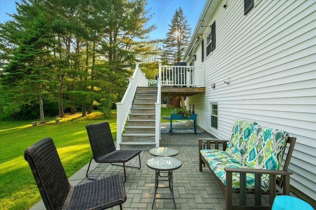4 Hawthorne Pl, Lewiston, ME 04240 - view of patio with stairway and a deck