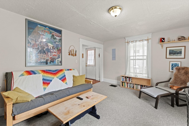 200 Main St, Freeport, ME 04032 - living room featuring a textured ceiling and carpet