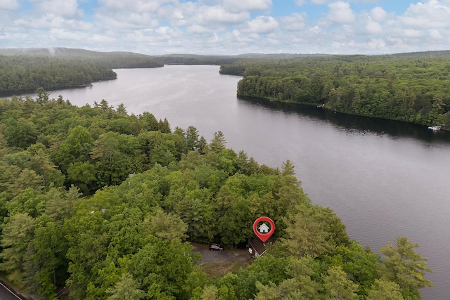 385 Sabbathday Rd, New Gloucester, ME 04260 - bird's eye view of a nearby body of water and a forest