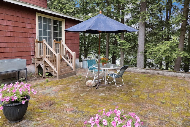 385 Sabbathday Rd, New Gloucester, ME 04260 - view of yard featuring outdoor dining area and a patio