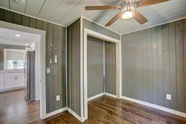 6 Meadow Ln, Sabattus, ME 04280 - hallway with dark wood-type flooring and wood walls