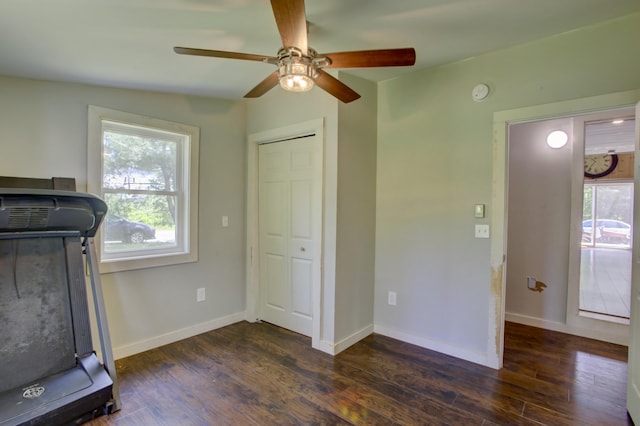6 Meadow Ln, Sabattus, ME 04280 - exercise area featuring healthy amount of natural light, dark wood-style floors, and ceiling fan