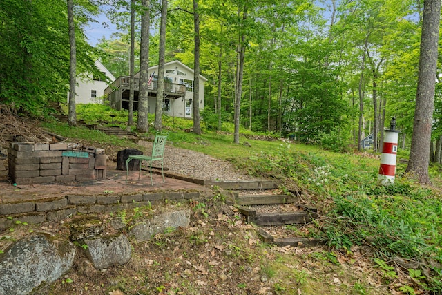 204 Youngs Ridge Rd, Acton, ME 04001 - view of yard with a wooden deck and stairway