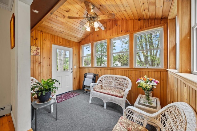 182 Myrtle St, Westbrook, ME 04092 - sunroom / solarium featuring vaulted ceiling and a baseboard radiator