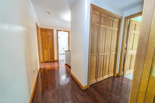 82 Eaton Ridge Dr, Holden, ME 04429 - hallway with dark wood-type flooring and baseboards