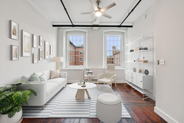 2 Main St Unit 17-415, Biddeford, ME 04005 - living room featuring ceiling fan and hardwood / wood-style floors