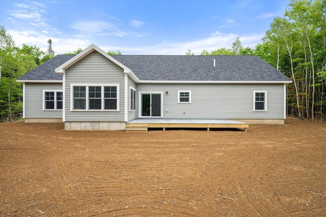 18 Crestwood Dr, Orrington, ME 04474 - rear view of property with a wooden deck and roof with shingles