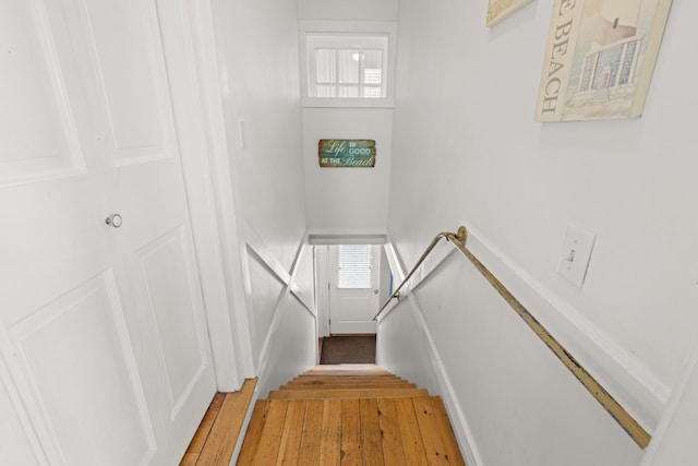 265 Nubble Rd, York, ME 03909 - stairway featuring hardwood / wood-style flooring