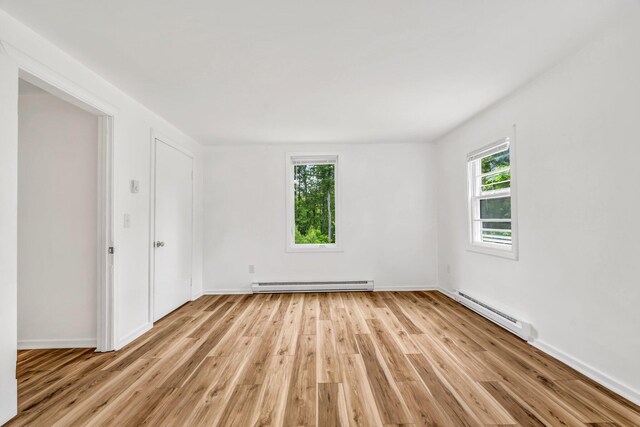 290 Gray Rd, Windham, ME 04062 - unfurnished room with a baseboard radiator, a baseboard heating unit, and light wood-style flooring