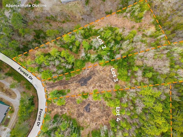 3 Forest Dr, Albany Twp, ME 04217 - aerial overview of property's location featuring property boundaries highlighted
