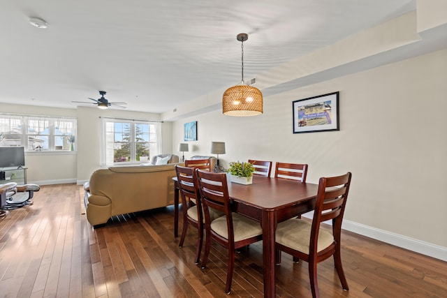 180 E Grand Ave Unit 3, Old Orchard Beach, ME 04064 - dining area with hardwood / wood-style floors and a ceiling fan