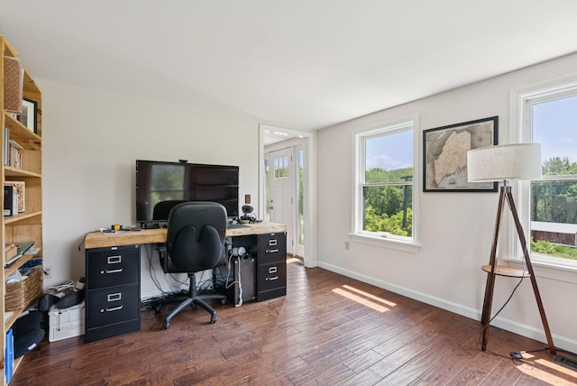 30 Graffam Rd, Baldwin, ME 04091 - office featuring dark wood-style flooring and healthy amount of natural light