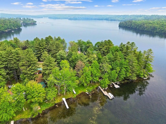 75 Spaulding Point Rd, Belgrade, ME 04917 - aerial view of property and surrounding area with a large body of water and a heavily wooded area