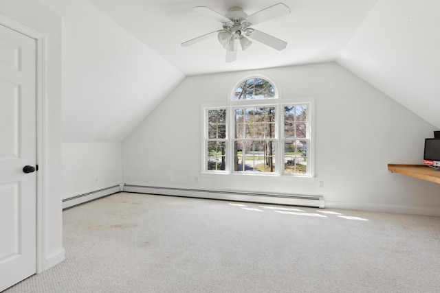 24 Cottagewood Ln, Kennebunk, ME 04043 - bonus room featuring carpet flooring, lofted ceiling, ceiling fan, and baseboard heating