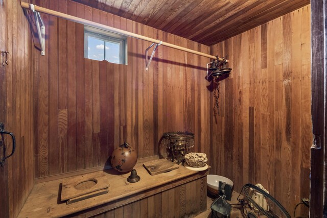 507 Ford Quint Rd, North Berwick, ME 03906 - mudroom featuring wooden walls and wooden ceiling