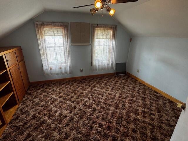 22 Easy St, Canaan, ME 04924 - bonus room with a ceiling fan, vaulted ceiling, healthy amount of natural light, and carpet flooring