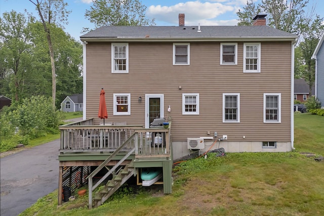 26 Ferncroft Rd, York, ME 03909 - rear view of property with a lawn, a wooden deck, and a chimney