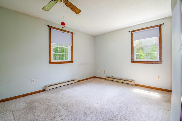 24 Down E Ln, Scarborough, ME 04074 - carpeted spare room with baseboard heating and ceiling fan