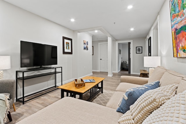 16 Guilford Ct Unit B1, Portland, ME 04101 - living area featuring wood finished floors and recessed lighting